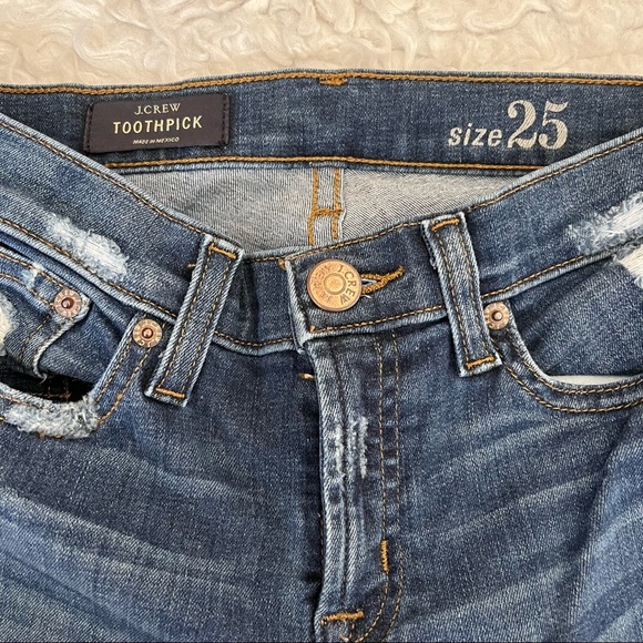 J.Crew toothpick skinny distressed jeans, size 25 - Picture 3 of 9